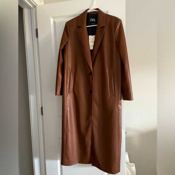 Zara long faux leather coat. Size small. New with tags - Picture 1 of 2